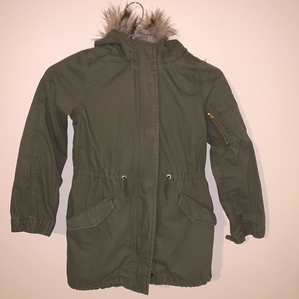 Gap Kids Hooded Parka Full Zip Gorpcore Jacket Coat Size Large Olive Green